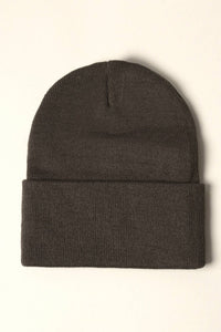 Winter Solid Color Cuff Knitted Beanie Hat