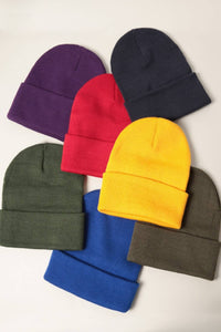 Winter Solid Color Cuff Knitted Beanie Hat