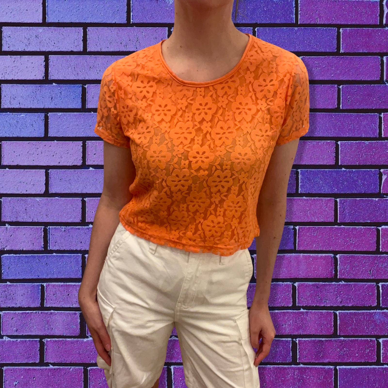 90s Italian Lace Crop Top