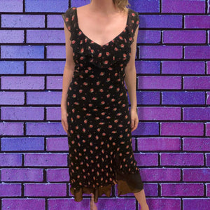 Vintage 90s Rayon Midi Dress